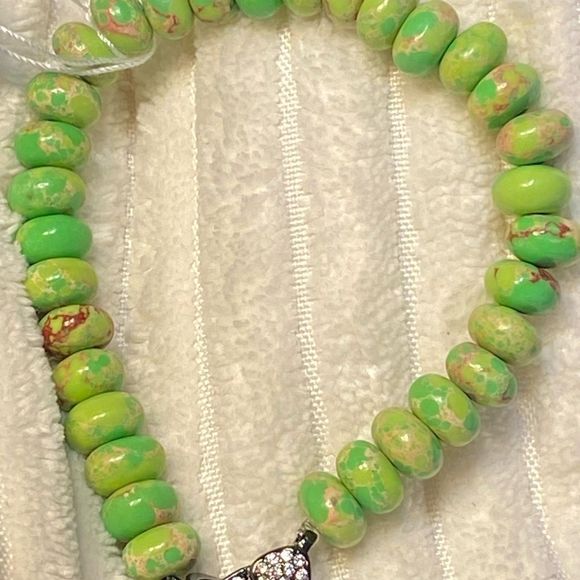 NWT 🦜 GENUINE EMPEROR TURQUOISE PARAKEET GREEN UNIQUE HEMATITE CLOSURE STRETCH - Picture 15 of 15